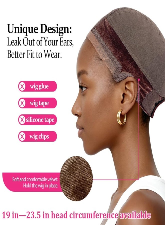 Labhairs Wig Cap with Grip Band for Keeping Wigs in Place, More Full Cap-wide Transparent Lace for Lace Front Wigs - Brown/Black/Nude Non Slip Cap Make Your Wig Be Glueless (Brown-M) - Image 3